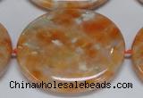 CCA488 15.5 inches 32*37mm oval orange calcite gemstone beads