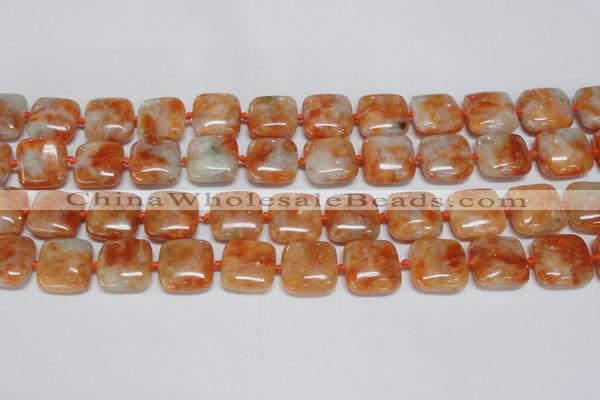 CCA492 15.5 inches 15mm square orange calcite gemstone beads