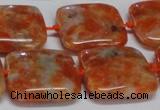 CCA493 15.5 inches 20mm square orange calcite gemstone beads