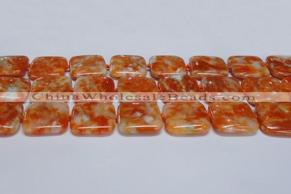 CCA495 15.5 inches 30mm square orange calcite gemstone beads