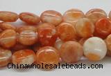 CCA54 15.5 inches 12mm flat round orange calcite gemstone beads