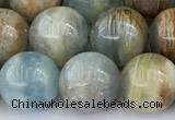 CCA548 15 inches 10.5mm - 11mm round blue calcite beads