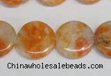 CCA64 15.5 inches 20mm flat round orange calcite gemstone beads