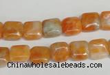 CCA71 15.5 inches 10*10mm square orange calcite gemstone beads