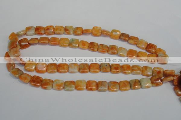 CCA72 15.5 inches 12*12mm square orange calcite gemstone beads