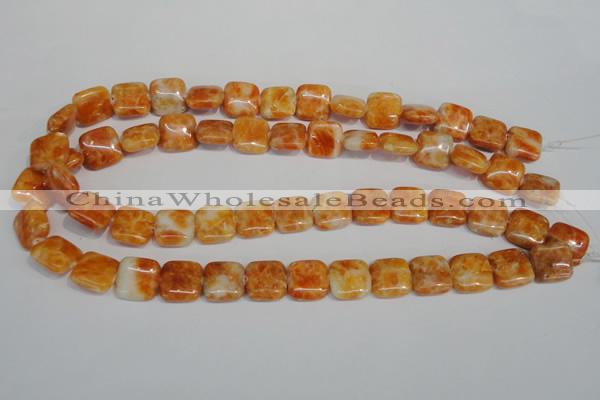 CCA73 15.5 inches 14*14mm square orange calcite gemstone beads