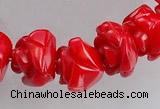 CCB09 15.5 inches 9-10mm rose shape red coral beads Wholesale