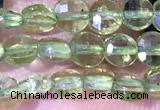 CCB1037 15 inches 4mm faceted coin peridot beads