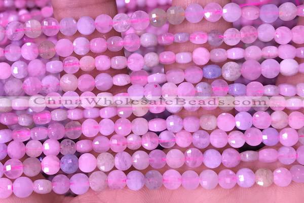 CCB1042 15 inches 4mm faceted coin morganite beads