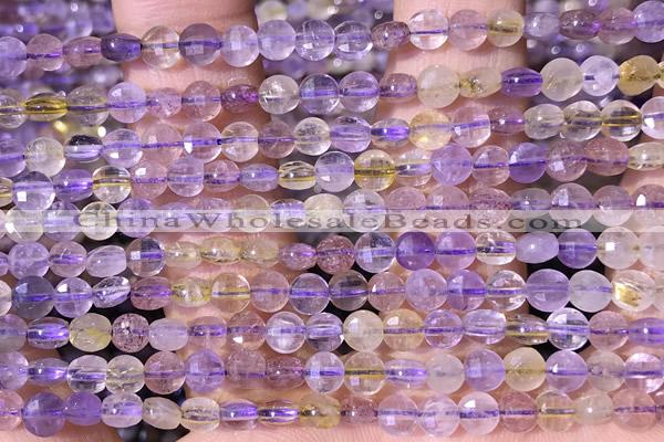 CCB1053 15 inches 4mm faceted coin ametrine beads