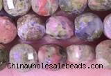 CCB1059 15 inches 4mm faceted coin unakite beads