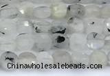 CCB1132 15 inches 4mm faceted coin white moonstone beads