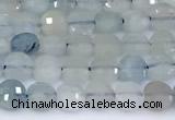 CCB1137 15 inches 4mm faceted coin aquamarine beads