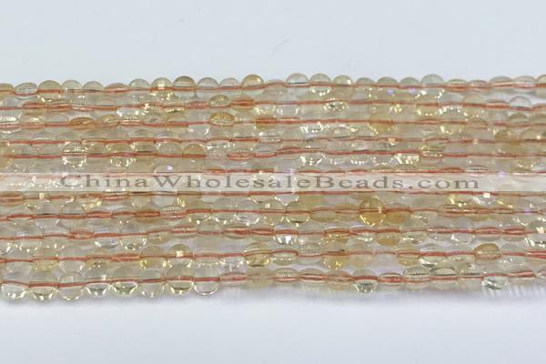 CCB1139 15 inches 4mm faceted coin citrine beads