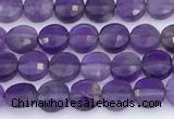 CCB1145 15 inches 4mm faceted coin amethyst beads