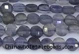 CCB1169 15 inches 4mm faceted coin iolite beads