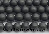 CCB1185 15 inches 4mm round matte shungite gemstone beads