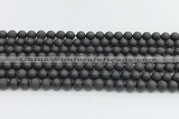 CCB1186 15 inches 6mm round matte shungite gemstone beads