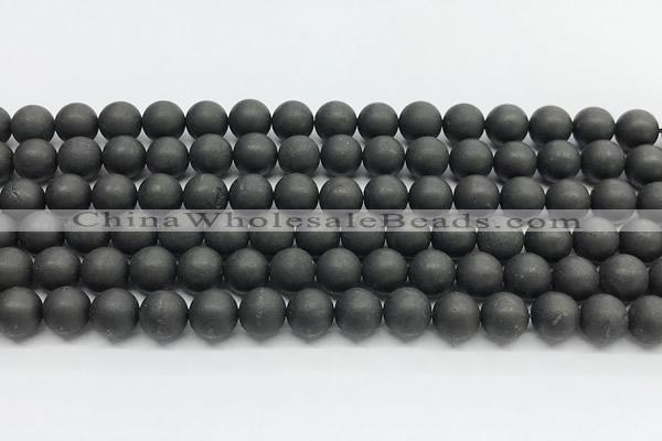 CCB1187 15 inches 8mm round matte shungite gemstone beads