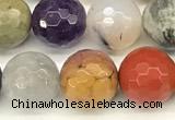 CCB1232 15 inches 10mm faceted round mixed gemstone beads