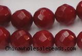 CCB124 15.5 inches 8mm faceted round red coral beads wholesale