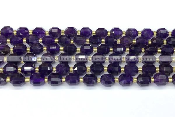 CCB1241 15 inches 7*8mm faceted amethyst gemstone beads