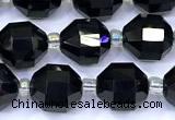 CCB1263 15 inches 9*10mm faceted black agate beads