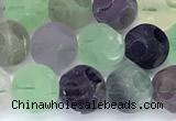 CCB1271 15 inches 10mm faceted fluorite gemstone beads