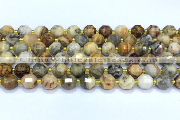 CCB1288 15 inches 9mm - 10mm faceted crazy lace agate beads
