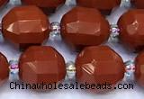 CCB1304 15 inches 9mm - 10mm faceted red jasper beads