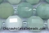 CCB1306 15 inches 9mm - 10mm faceted amazonite beads