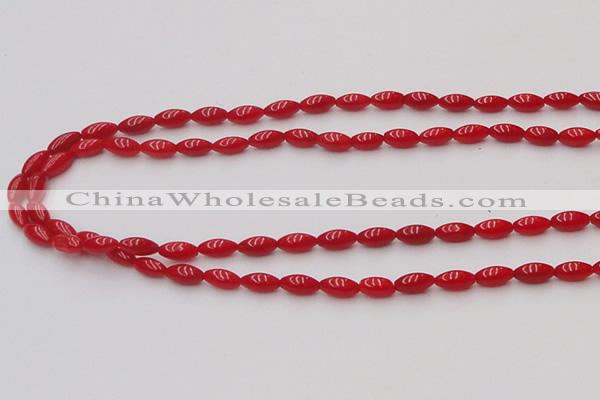 CCB132 15.5 inches 4*7mm rice red coral beads strand wholesale