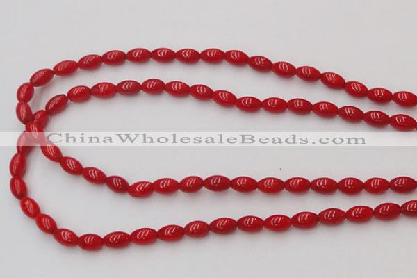 CCB133 15.5 inches 5*7mm rice red coral beads strand wholesale