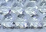 CCB1330 15 inches 8mm faceted coin white crystal beads