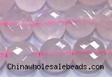 CCB1332 15 inches 8mm faceted coin rose quartz beads