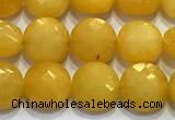 CCB1343 15 inches 8mm faceted coin jade beads