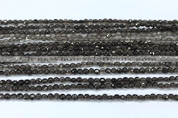 CCB1363 15 inches 2.5mm faceted coin smoky quartz beads