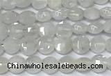 CCB1366 15 inches 4mm faceted coin white moonstone beads