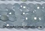 CCB1368 15 inches 4mm faceted coin aquamarine beads