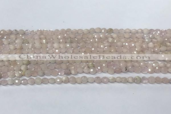 CCB1369 15 inches 4mm faceted coin morganite beads