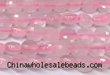 CCB1371 15 inches 4mm faceted coin rose quartz beads