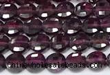 CCB1395 15 inches 4mm faceted coin red garnet beads