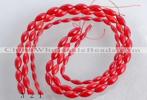 CCB14 5pcs 15.5 inches rice shape red coral beads Wholesale