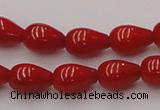CCB140 15.5 inches 5*8mm teardrop red coral beads wholesale