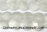 CCB1400 15 inches 6mm faceted coin white moonstone beads