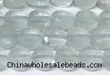 CCB1401 15 inches 6mm faceted coin aquamarine beads