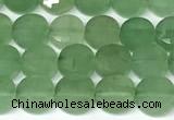 CCB1407 15 inches 6mm faceted coin green aventurine beads