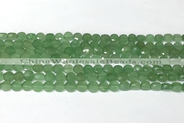 CCB1407 15 inches 6mm faceted coin green aventurine beads