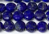 CCB1415 15 inches 6mm faceted coin lapis lazuli beads