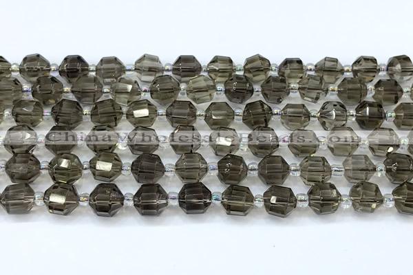 CCB1439 15 inches 7mm - 8mm faceted smoky quartz beads